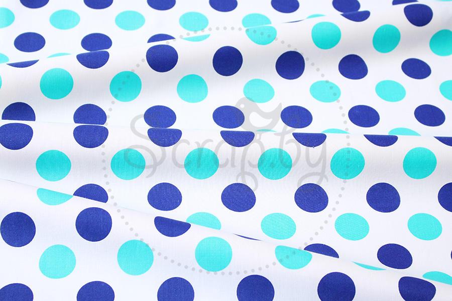 Хлопок Бирюзово-синие горохи