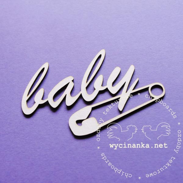 Чипборд Надпись baby с булавкой, 1шт.