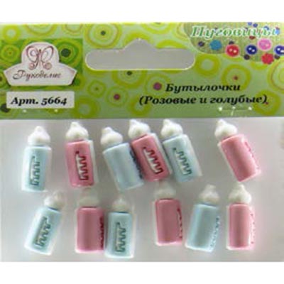Набор пуговиц Бутылочки розовые и голубые