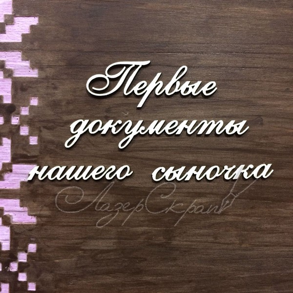 Чипборд Надпись Первые документы нашего сыночка ДОК14, 1шт.