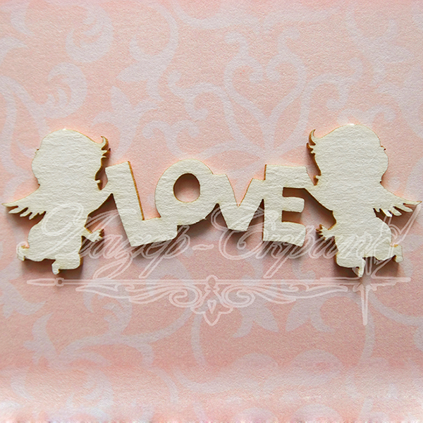 Чипборд Надпись с ангелочками LOVE СВ26, 1шт.