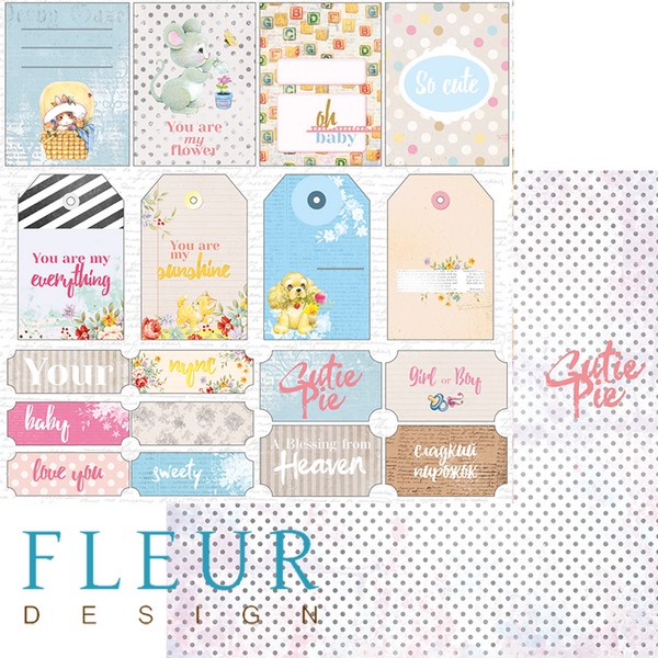 Лист бумаги Пупсики - Теги и карточки, 30х30см