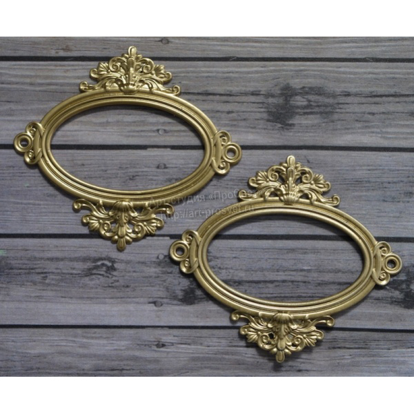 Металлические рамки для записей овальные, цвет Золото,  2 шт.
