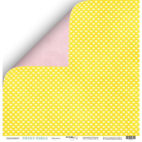 Лист бумаги Sweet Girls - Сердечки 30х30см ТМ Скрапмир