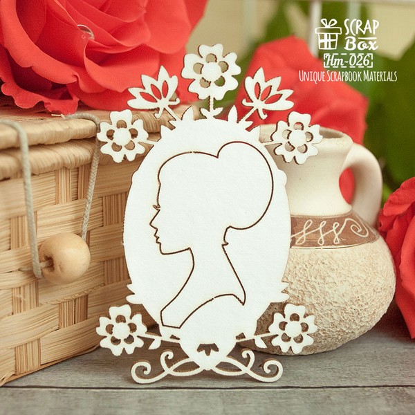 Чипборд Силуэт в рамке стилистики Ар-нуво Hm-026