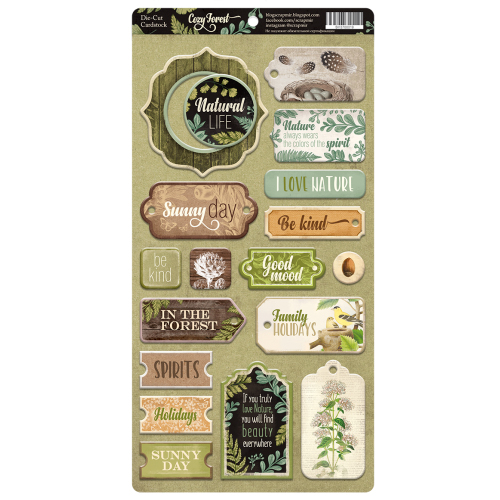 Чипборд для скрапбукинга Cozy Forest (ENG), 18шт. ТМ Скрапмир