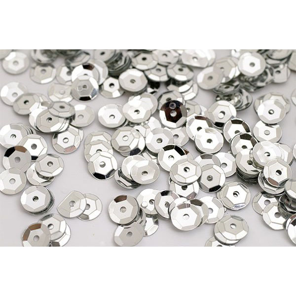 Пайетки Круглые 8мм Серебристые, 10г.