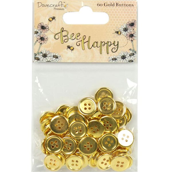 Пуговички декоративные золотистые Dovecraft - Bee Happy 10шт.