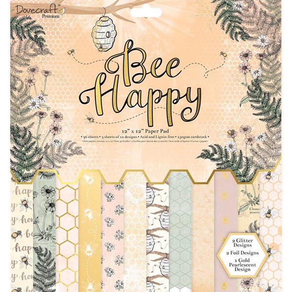 Набор бумаги Dovecraft - Bee Happy 30х30см (12 листов)