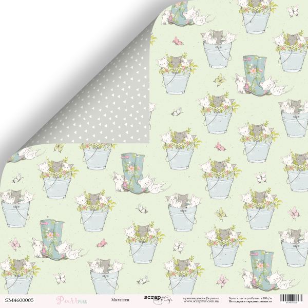 Лист бумаги Purr Purr - Милашки 30х30см ТМ СкрапМир