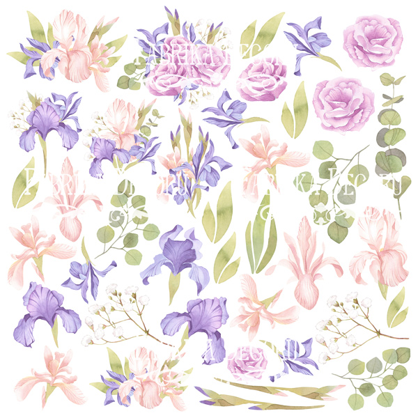 Лист с картинками для вырезания Majestic Iris 30х30см