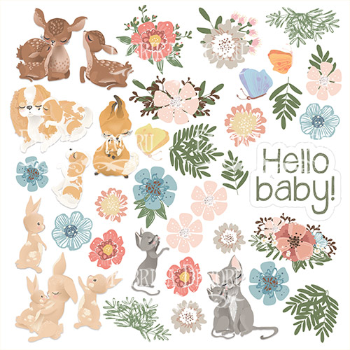 Лист с картинками для вырезания Baby&Mama 30х30см