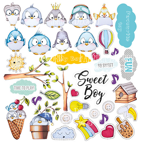 Лист с картинками для вырезания My Tiny Sparrow Boy 30х30см