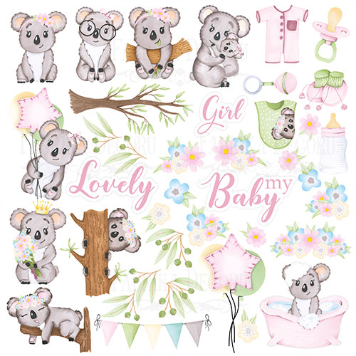 Лист с картинками для вырезания Puffy Fluffy Girl 30х30см