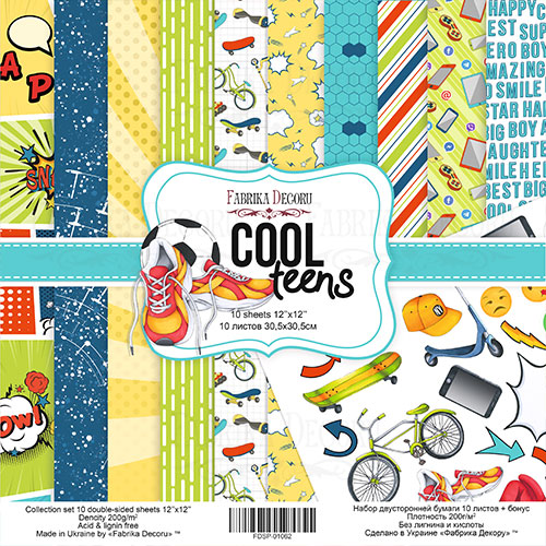 Набор скрапбумаги Cool Teens 30х30см (10 листов)