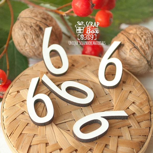 Набор деревянных цифр 6 Fl-024, 5шт.