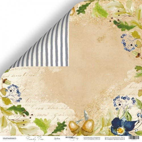 Лист бумаги Family Tree - Дубок 30х30см ТМ Скрапмир