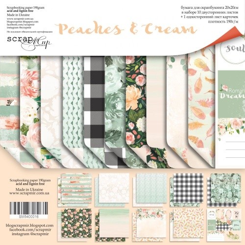 Набор бумаги Peaches & Cream 20х20см (11 листов) ТМ Скрапмир