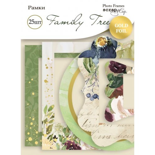 Рамки для фотографий с золотым фольгированием Family Tree, 25шт. ТМ Скрапмир