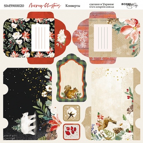 Лист бумаги Merry Christmas - Конверты 20х20см ТМ Скрапмир