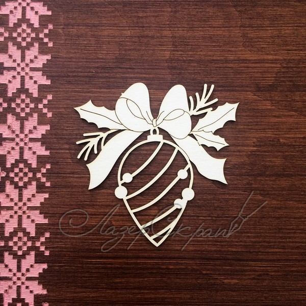 Чипборд Новогодняя игрушка-шишка НГ78