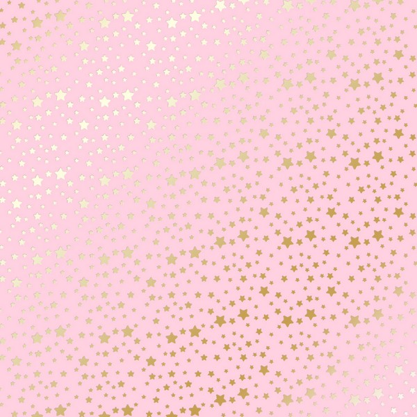 Лист бумаги с фольгированием Golden stars Pink 30х30см