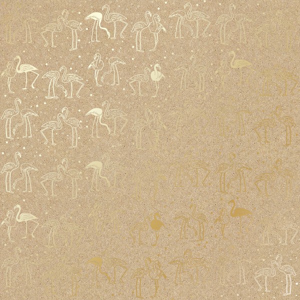 Лист бумаги с фольгированием Golden Flamingo Kraft 30х30см