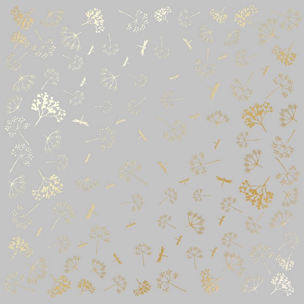 Лист бумаги с фольгированием Golden Dill Gray 30х30см