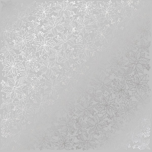 Лист бумаги с фольгированием Silver Poinsettia Gray 30х30см