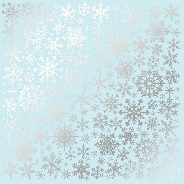 Лист бумаги с фольгированием Silver Snowflakes Blue 30х30см