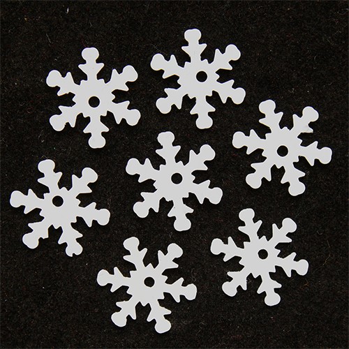 Пайетки снежинки 13мм L010 белый, 10г