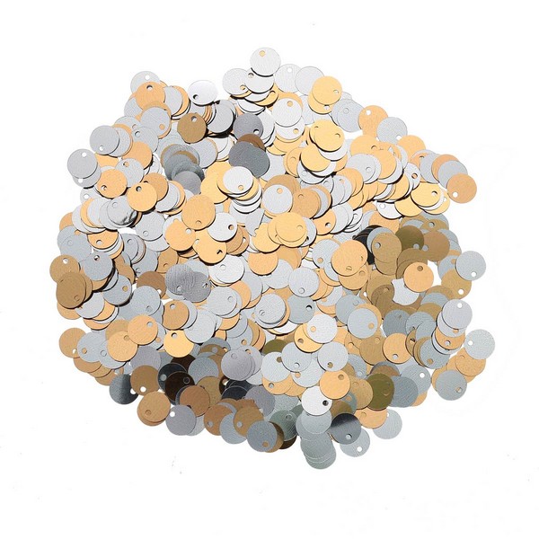Пайетки двусторонние 6мм 7556 золото-серебро, 10г