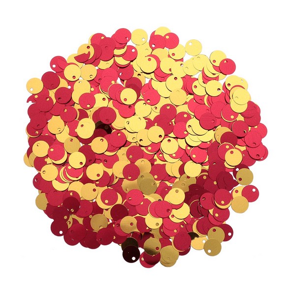 Пайетки двусторонние 6мм 7526 красный-золото, 10г