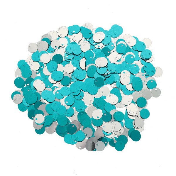 Пайетки двусторонние 6мм 2421 бирюзовый-серебро, 10г