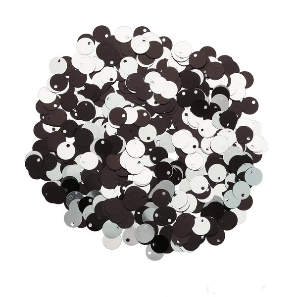 Пайетки двусторонние 6мм 2406 черный-серебро, 10г