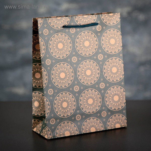 Пакет крафт Ажурные круги 19х24х8см, 1258424