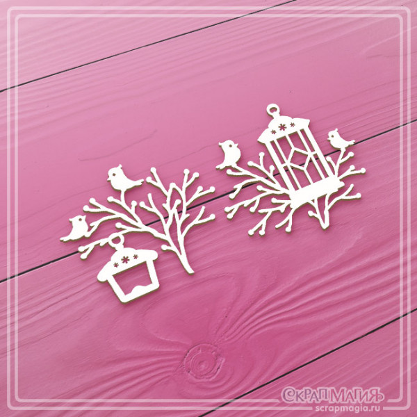 Набор чипборда Веточки с птичками ЧБ-2913, 2эл.
